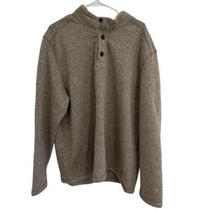 G.H. Bass & Co. Henley Pullover Sweater Fleece Lined Gray XXL 3 Button Knit Top